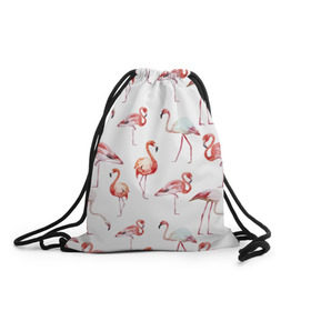 Рюкзак-мешок 3D с принтом Узор из фламинго в Кировске, 100% полиэстер | плотность ткани — 200 г/м2, размер — 35 х 45 см; лямки — толстые шнурки, застежка на шнуровке, без карманов и подкладки | животные | мозаика | птицы | узор | фауна | фламинго
