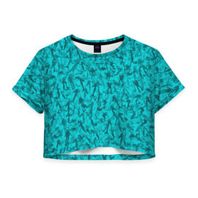 Женская футболка 3D укороченная с принтом Аквалангисты и русалки в Кировске, 100% полиэстер | круглая горловина, длина футболки до линии талии, рукава с отворотами | вода | море | океан | охота | рыба | рыбак | рыбалка