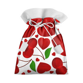 Подарочный 3D мешок с принтом сердце и вишня в Кировске, 100% полиэстер | Размер: 29*39 см | вишня | сердце
