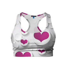 Женский спортивный топ 3D с принтом серца в Кировске, 82% полиэстер, 18% спандекс Ткань безопасна для здоровья, позволяет коже дышать, не мнется и не растягивается |  | сердце