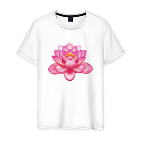 Мужская футболка хлопок с принтом Индийский Лотос в Кировске, 100% хлопок | прямой крой, круглый вырез горловины, длина до линии бедер, слегка спущенное плечо. | индийский | йога | лотос | цветок