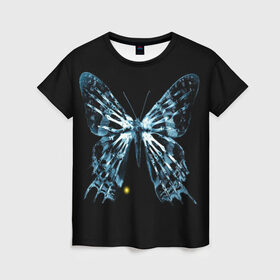 Женская футболка 3D с принтом За Гранью в Кировске, 100% полиэфир ( синтетическое хлопкоподобное полотно) | прямой крой, круглый вырез горловины, длина до линии бедер | бабочка | грань | за гранью | кости | рентген
