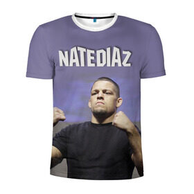 Мужская футболка 3D спортивная с принтом Nate Diaz в Кировске, 100% полиэстер с улучшенными характеристиками | приталенный силуэт, круглая горловина, широкие плечи, сужается к линии бедра | mma | диас | нейт