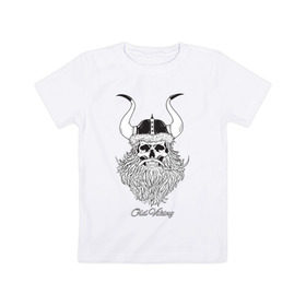 Детская футболка хлопок с принтом Old Viking в Кировске, 100% хлопок | круглый вырез горловины, полуприлегающий силуэт, длина до линии бедер | борода | варяги | викинг | готика | северяне | старый | череп