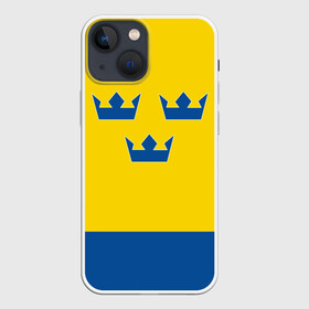 Чехол для iPhone 13 mini с принтом Сборная Швеции по Хоккею в Кировске,  |  | sweden | world cup hockey | виктор хедман | вратарь | защитник | клюшка | кубок мира | нападающий | сборная канады | хоккей | хоккейная форма | швеция | эрик карлссон