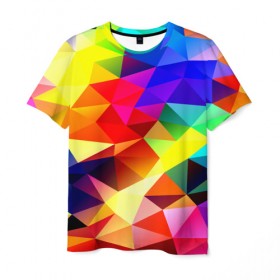 Мужская футболка 3D с принтом Абстракция в Кировске, 100% полиэфир | прямой крой, круглый вырез горловины, длина до линии бедер | геометрия | полигоны | разноцветный | яркий