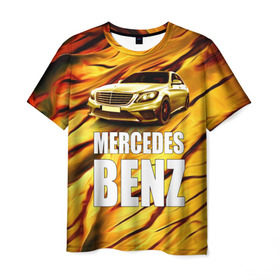 Мужская футболка 3D с принтом Mercedes Benz в Кировске, 100% полиэфир | прямой крой, круглый вырез горловины, длина до линии бедер | benz | mercedes | авто | автомобиль | водитель | машина | мерседес бенц | тачка