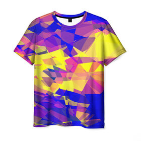 Мужская футболка 3D с принтом Abstract Color в Кировске, 100% полиэфир | прямой крой, круглый вырез горловины, длина до линии бедер | геометрия | полигон | треугольники | яркий