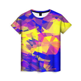Женская футболка 3D с принтом Abstract Color в Кировске, 100% полиэфир ( синтетическое хлопкоподобное полотно) | прямой крой, круглый вырез горловины, длина до линии бедер | геометрия | полигон | треугольники | яркий