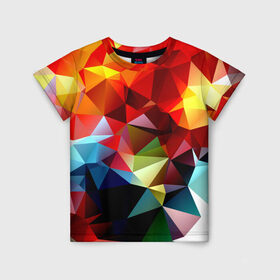 Детская футболка 3D с принтом Polygon в Кировске, 100% гипоаллергенный полиэфир | прямой крой, круглый вырез горловины, длина до линии бедер, чуть спущенное плечо, ткань немного тянется | геометрия | полигоны | разноцветный | яркий