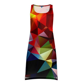 Платье-майка 3D с принтом Polygon в Кировске, 100% полиэстер | полуприлегающий силуэт, широкие бретели, круглый вырез горловины, удлиненный подол сзади. | геометрия | полигоны | разноцветный | яркий