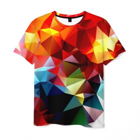 Мужская футболка 3D с принтом Polygon в Кировске, 100% полиэфир | прямой крой, круглый вырез горловины, длина до линии бедер | геометрия | полигоны | разноцветный | яркий