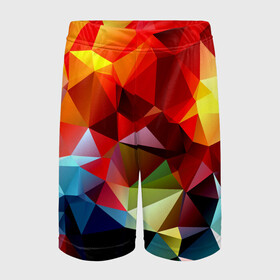 Детские спортивные шорты 3D с принтом Polygon в Кировске,  100% полиэстер
 | пояс оформлен широкой мягкой резинкой, ткань тянется
 | геометрия | полигоны | разноцветный | яркий