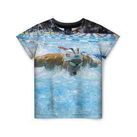 Детская футболка 3D с принтом Пловец в Кировске, 100% гипоаллергенный полиэфир | прямой крой, круглый вырез горловины, длина до линии бедер, чуть спущенное плечо, ткань немного тянется | бассейн | вода | пловец