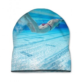 Шапка 3D с принтом swimmer в Кировске, 100% полиэстер | универсальный размер, печать по всей поверхности изделия | Тематика изображения на принте: пловец