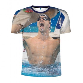 Мужская футболка 3D спортивная с принтом Пловец в Кировске, 100% полиэстер с улучшенными характеристиками | приталенный силуэт, круглая горловина, широкие плечи, сужается к линии бедра | Тематика изображения на принте: swimmer