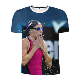 Мужская футболка 3D спортивная с принтом Пловец в Кировске, 100% полиэстер с улучшенными характеристиками | приталенный силуэт, круглая горловина, широкие плечи, сужается к линии бедра | swimmer