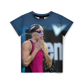 Детская футболка 3D с принтом Пловец в Кировске, 100% гипоаллергенный полиэфир | прямой крой, круглый вырез горловины, длина до линии бедер, чуть спущенное плечо, ткань немного тянется | Тематика изображения на принте: swimmer