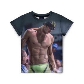 Детская футболка 3D с принтом Пловец в Кировске, 100% гипоаллергенный полиэфир | прямой крой, круглый вырез горловины, длина до линии бедер, чуть спущенное плечо, ткань немного тянется | swimmer