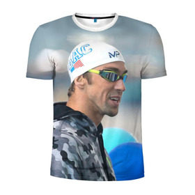 Мужская футболка 3D спортивная с принтом Swimmer в Кировске, 100% полиэстер с улучшенными характеристиками | приталенный силуэт, круглая горловина, широкие плечи, сужается к линии бедра | Тематика изображения на принте: пловец