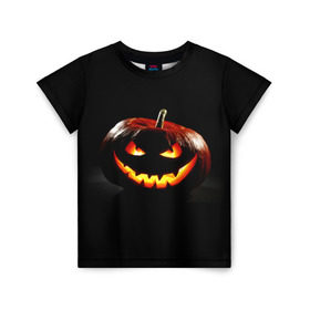 Детская футболка 3D с принтом Хитрая тыква в Кировске, 100% гипоаллергенный полиэфир | прямой крой, круглый вырез горловины, длина до линии бедер, чуть спущенное плечо, ткань немного тянется | halloween | в идеи подарков в хеллоуин | тыквы | хеллоиун | хэллоуин | хэлоуин