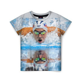Детская футболка 3D с принтом Пловец в Кировске, 100% гипоаллергенный полиэфир | прямой крой, круглый вырез горловины, длина до линии бедер, чуть спущенное плечо, ткань немного тянется | плавание