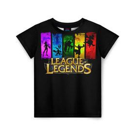 Детская футболка 3D с принтом LOL Heroes 2 в Кировске, 100% гипоаллергенный полиэфир | прямой крой, круглый вырез горловины, длина до линии бедер, чуть спущенное плечо, ткань немного тянется | l.o.l | league of legends | игры | лига легенд | лол