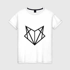 Женская футболка хлопок с принтом Лиса геометрия в Кировске, 100% хлопок | прямой крой, круглый вырез горловины, длина до линии бедер, слегка спущенное плечо | геометрия | лиса | стиль | треугольники