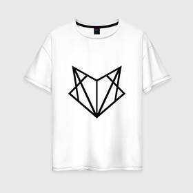 Женская футболка хлопок Oversize с принтом Лиса геометрия в Кировске, 100% хлопок | свободный крой, круглый ворот, спущенный рукав, длина до линии бедер
 | геометрия | лиса | стиль | треугольники