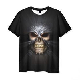 Мужская футболка 3D с принтом Скелет в маске в Кировске, 100% полиэфир | прямой крой, круглый вырез горловины, длина до линии бедер | Тематика изображения на принте: warhammer | хаос | череп