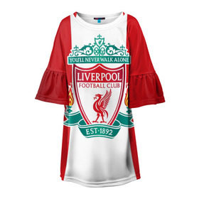 Детское платье 3D с принтом Liverpool FC в Кировске, 100% полиэстер | прямой силуэт, чуть расширенный к низу. Круглая горловина, на рукавах — воланы | Тематика изображения на принте: англия | клуб | ливерпуль | фк | футбол | футбольный