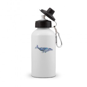 Бутылка спортивная с принтом Полигональный кит в Кировске, металл | емкость — 500 мл, в комплекте две пластиковые крышки и карабин для крепления | 