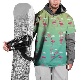 Накидка на куртку 3D с принтом Фламинго и пальмы в Кировске, 100% полиэстер |  | Тематика изображения на принте: животные | мозаика | пальмы | птицы | тропики | узор | фауна | фламинго