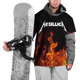 Накидка на куртку 3D с принтом Metallica fire в Кировске, 100% полиэстер |  | металлика