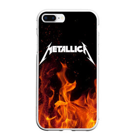 Чехол для iPhone 7Plus/8 Plus матовый с принтом Metallica fire в Кировске, Силикон | Область печати: задняя сторона чехла, без боковых панелей | металлика