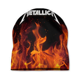Шапка 3D с принтом Metallica fire в Кировске, 100% полиэстер | универсальный размер, печать по всей поверхности изделия | металлика