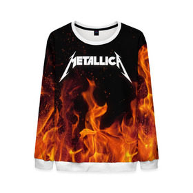 Мужской свитшот 3D с принтом Metallica fire в Кировске, 100% полиэстер с мягким внутренним слоем | круглый вырез горловины, мягкая резинка на манжетах и поясе, свободная посадка по фигуре | Тематика изображения на принте: металлика