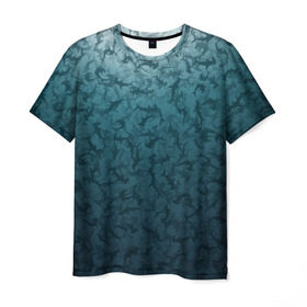 Мужская футболка 3D с принтом Акулы-молоты в Кировске, 100% полиэфир | прямой крой, круглый вырез горловины, длина до линии бедер | Тематика изображения на принте: камуфляж | море | океан | рыба