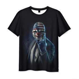 Мужская футболка 3D с принтом Payday в Кировске, 100% полиэфир | прямой крой, круглый вырез горловины, длина до линии бедер | Тематика изображения на принте: payday | маска