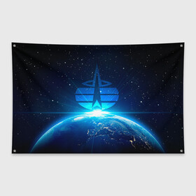 Флаг-баннер с принтом Космические войска в Кировске, 100% полиэстер | размер 67 х 109 см, плотность ткани — 95 г/м2; по краям флага есть четыре люверса для крепления | космос