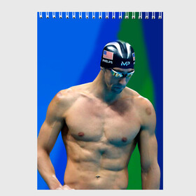 Скетчбук с принтом Michael Phelps в Кировске, 100% бумага
 | 48 листов, плотность листов — 100 г/м2, плотность картонной обложки — 250 г/м2. Листы скреплены сверху удобной пружинной спиралью | бассейн | пловец | чемпион. фелепс