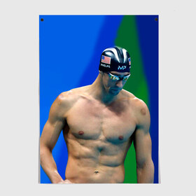 Постер с принтом Michael Phelps в Кировске, 100% бумага
 | бумага, плотность 150 мг. Матовая, но за счет высокого коэффициента гладкости имеет небольшой блеск и дает на свету блики, но в отличии от глянцевой бумаги не покрыта лаком | бассейн | пловец | чемпион. фелепс