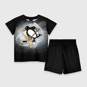 Детский костюм с шортами 3D с принтом Хоккей 1 в Кировске,  |  | nhl | stanley cup |  pittsburgh penguins | кросби | кубок стенли | кубок стэнли | малкин | нхл | пингвинс | питтсбург пингвинз | сидни кросби | хоккей | хоккейный клуб