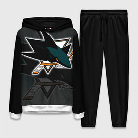 Женский костюм 3D (с толстовкой) с принтом Хоккей 11 в Кировске,  |  | nhl | san jose sharks | sharks | stanley cup | кубок стенли | кубок стэнли | нхл | сан хосе | сан хосе шаркс | хоккей | хоккейный клуб | шаркс