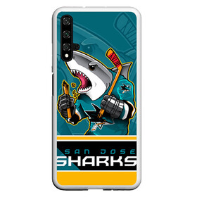 Чехол для Honor 20 с принтом San Jose Sharks в Кировске, Силикон | Область печати: задняя сторона чехла, без боковых панелей | Тематика изображения на принте: nhl | san jose sharks | sharks | stanley cup | кубок стенли | кубок стэнли | нхл | сан хосе | сан хосе шаркс | хоккей | хоккейный клуб | шаркс