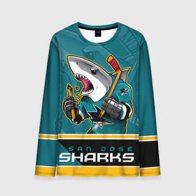 Мужской лонгслив 3D с принтом San Jose Sharks в Кировске, 100% полиэстер | длинные рукава, круглый вырез горловины, полуприлегающий силуэт | nhl | san jose sharks | sharks | stanley cup | кубок стенли | кубок стэнли | нхл | сан хосе | сан хосе шаркс | хоккей | хоккейный клуб | шаркс