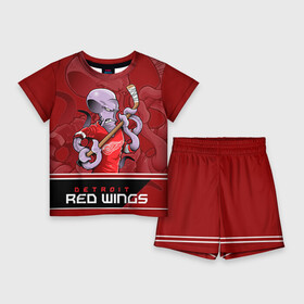 Детский костюм с шортами 3D с принтом Detroit Red Wings в Кировске,  |  | detroit red wings | nhl | stanley cup | детройд | детройт ред уингз | кубок стенли | кубок стэнли | марченко | нхл | хоккей | хоккейный клуб