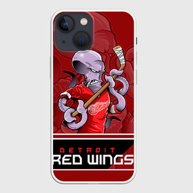 Чехол для iPhone 13 mini с принтом Detroit Red Wings в Кировске,  |  | Тематика изображения на принте: detroit red wings | nhl | stanley cup | детройд | детройт ред уингз | кубок стенли | кубок стэнли | марченко | нхл | хоккей | хоккейный клуб