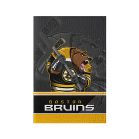 Обложка для паспорта матовая кожа с принтом Boston Bruins в Кировске, натуральная матовая кожа | размер 19,3 х 13,7 см; прозрачные пластиковые крепления | boston bruins | nhl | stanley cup | бостон | бостон брюинз | брюинз | брюинс | кубок стенли | кубок стэнли | нхл | хоккей | хоккейный клуб | худобин