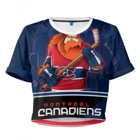 Женская футболка 3D укороченная с принтом Montreal Canadiens в Кировске, 100% полиэстер | круглая горловина, длина футболки до линии талии, рукава с отворотами | Тематика изображения на принте: montreal canadiens | nhl | stanley cup | емелин | кубок стенли | кубок стэнли | марков | монреаль | монреаль канадиенс | нхл | радулов | хоккей | хоккейный клуб